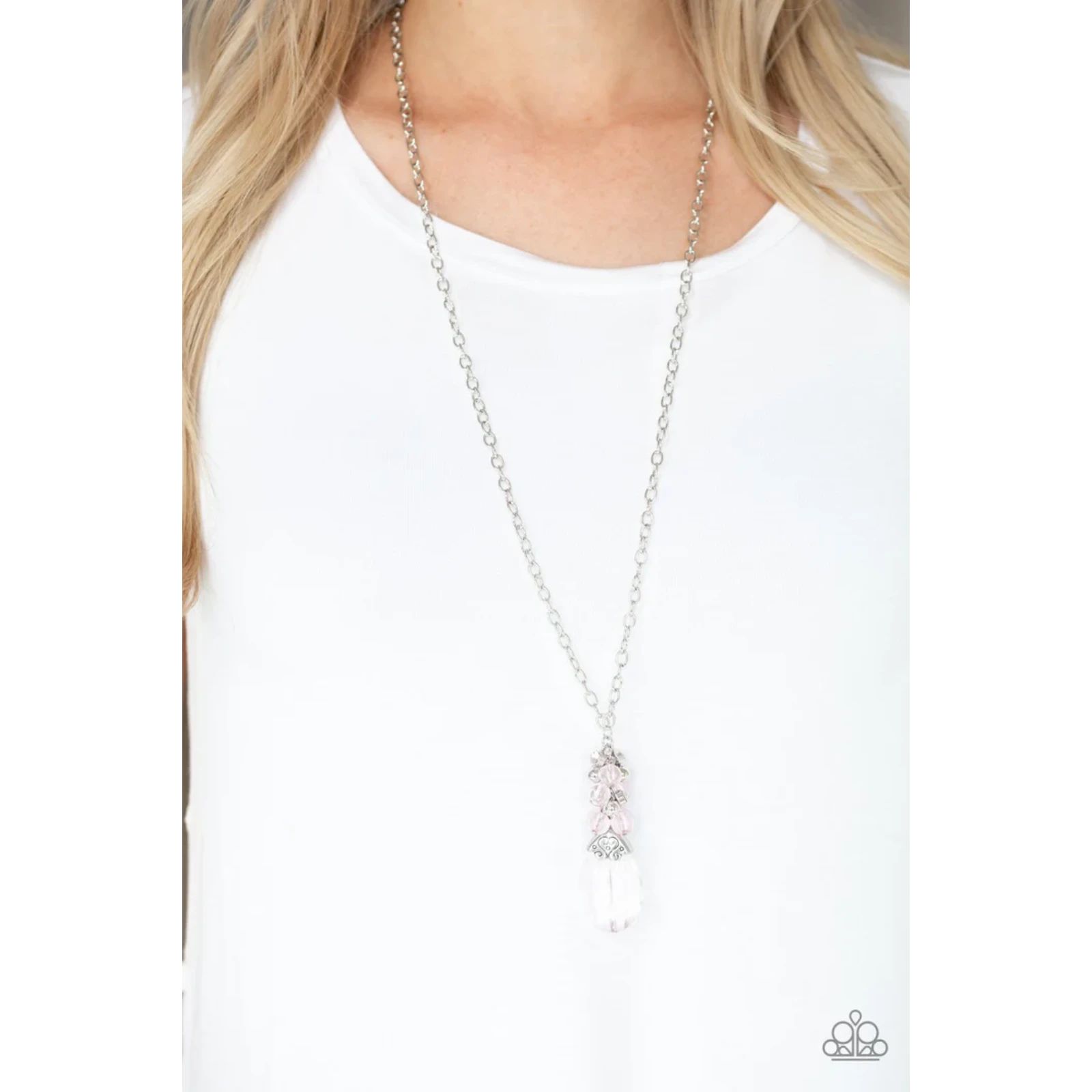 Crystal Cascade Pink Necklace (439)